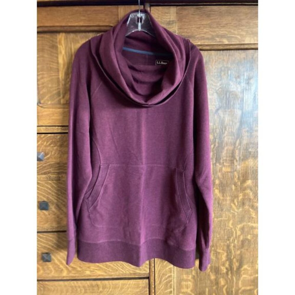 L.L. Bean Cozy Pullover Women's XL-Tall, Deep Port Heather, Cowl Neck, Like New